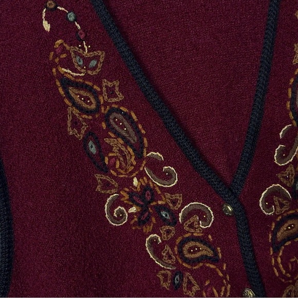 Koret Vintage Wool Vest Plus Size 2X Paisley Embroidery Cottagecore - Picture 3 of 5